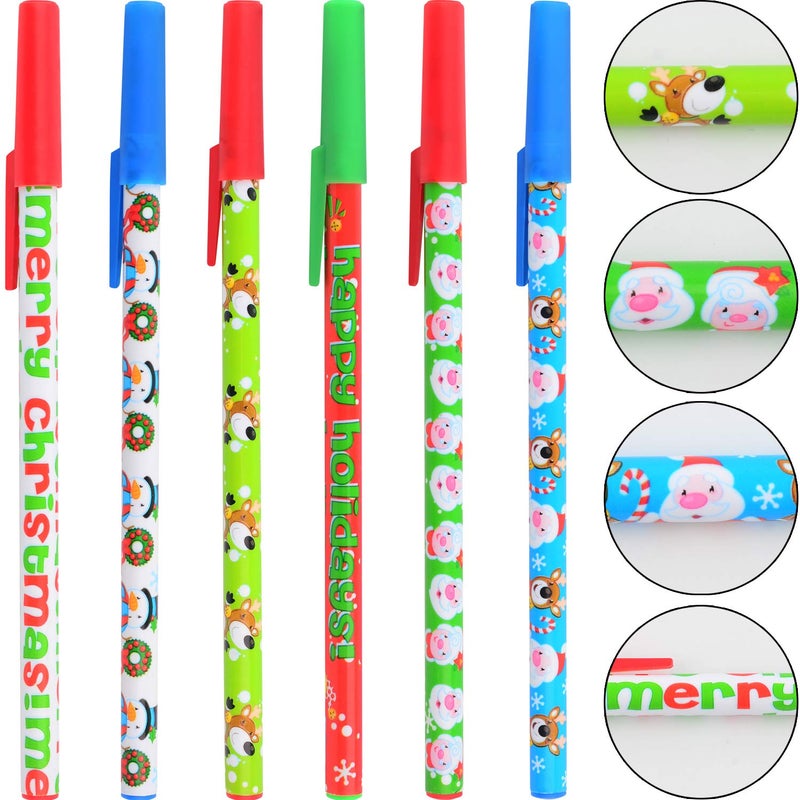 Sunshane 24 Pieces Christmas Stick Pens Set Holiday Ballpoint Pens for Christmas Home Decor Party Gift (Color Set 1) - Image 5